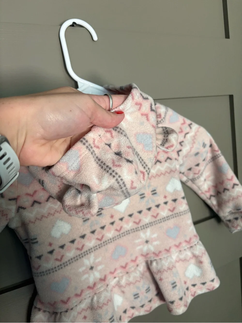The Children's Place Pink Patterned Hooded Peplum Fleece Jacket